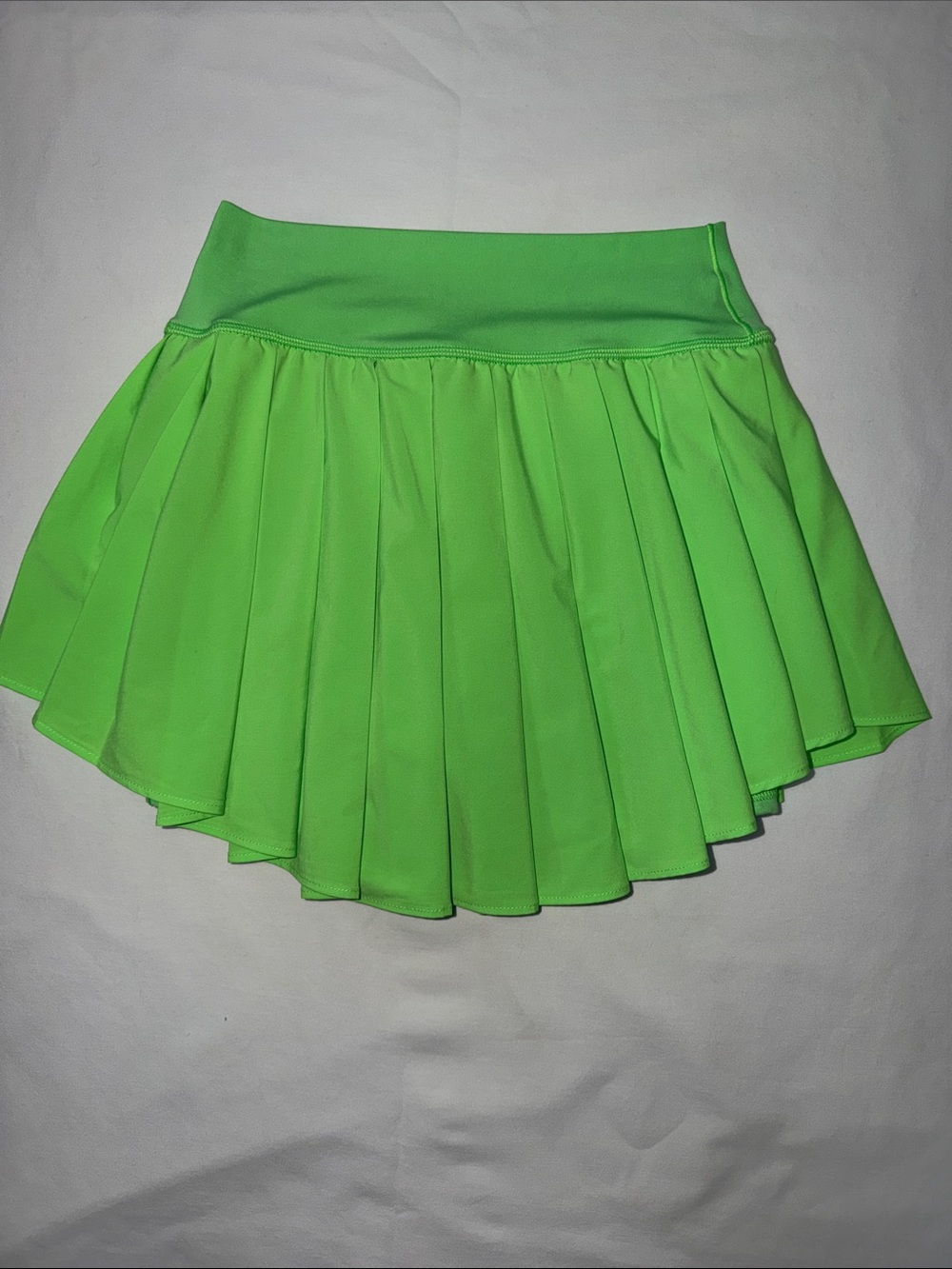 Neon Green Pleated Skater Skirt - Women - Picture 3 of 4